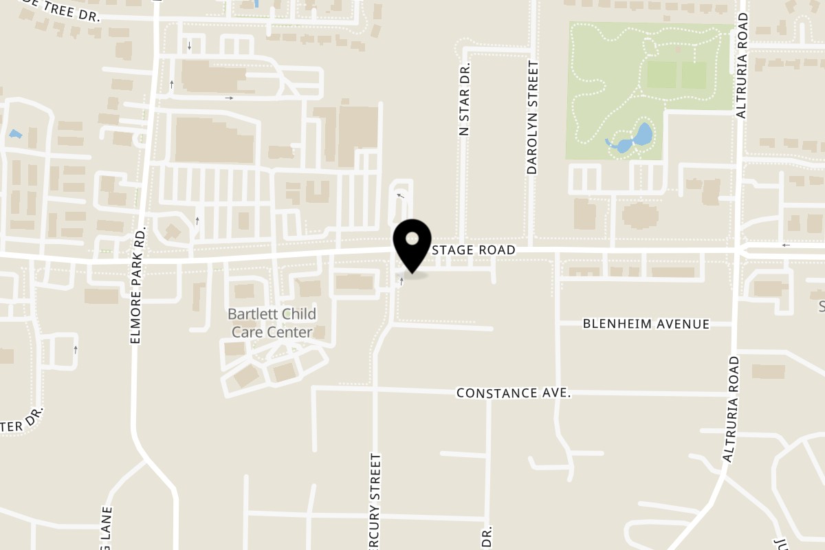 Map showing the location of Chef Flavas Restaurant on 6301 Stage Rd in Memphis